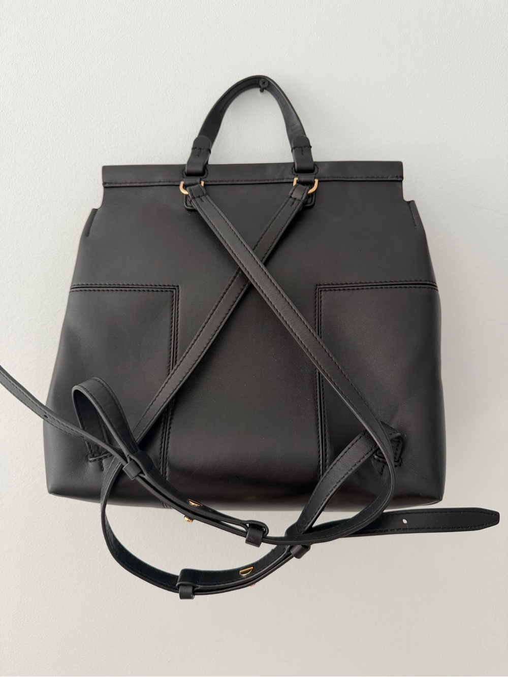 Tory Burch Black Leather Structured Back Pack Handbag - Picture 4 of 13